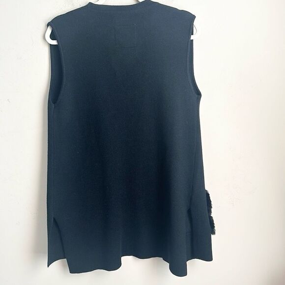 Linda Richard’s Black Knit Sweater Vest w/rabbit Fur Pockets S - Picture 3 of 7